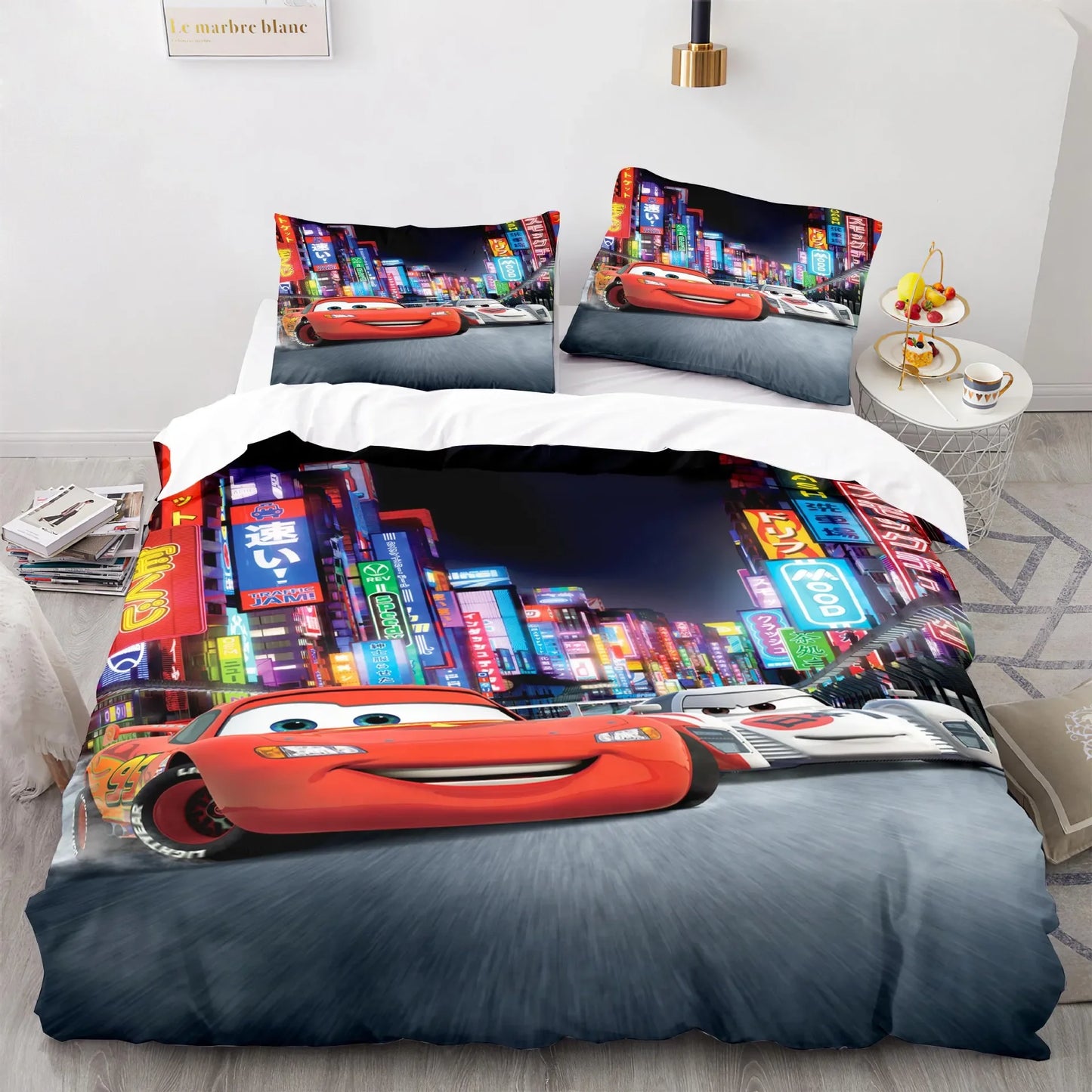 Cars Lightning McQueen  3D Children's Bedding Set 3-piece Set 1 Quilt Cover 100% Polyester Home Decor Cartoon