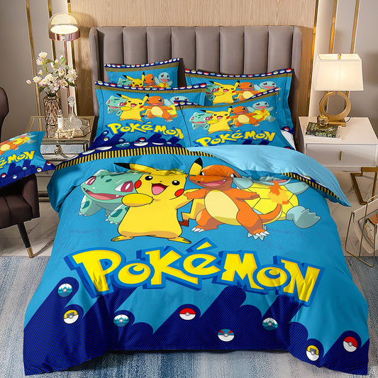 Japanese Anime Pokemon Bedding Sets for Children's Set Room Decoration,Anime Pikachu Quilt Cover,Children's Holiday Gifts