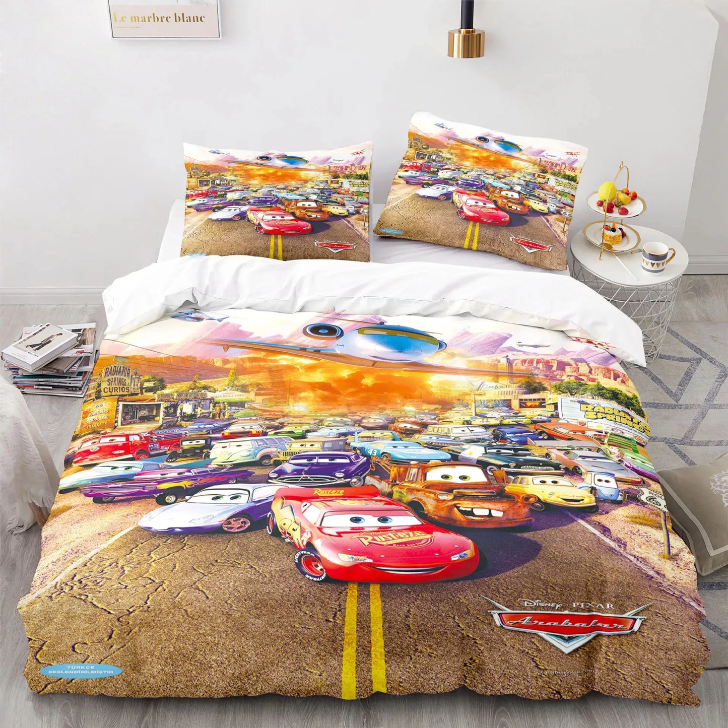 Cars Lightning McQueen  3D Children's Bedding Set 3-piece Set 1 Quilt Cover 100% Polyester Home Decor Cartoon