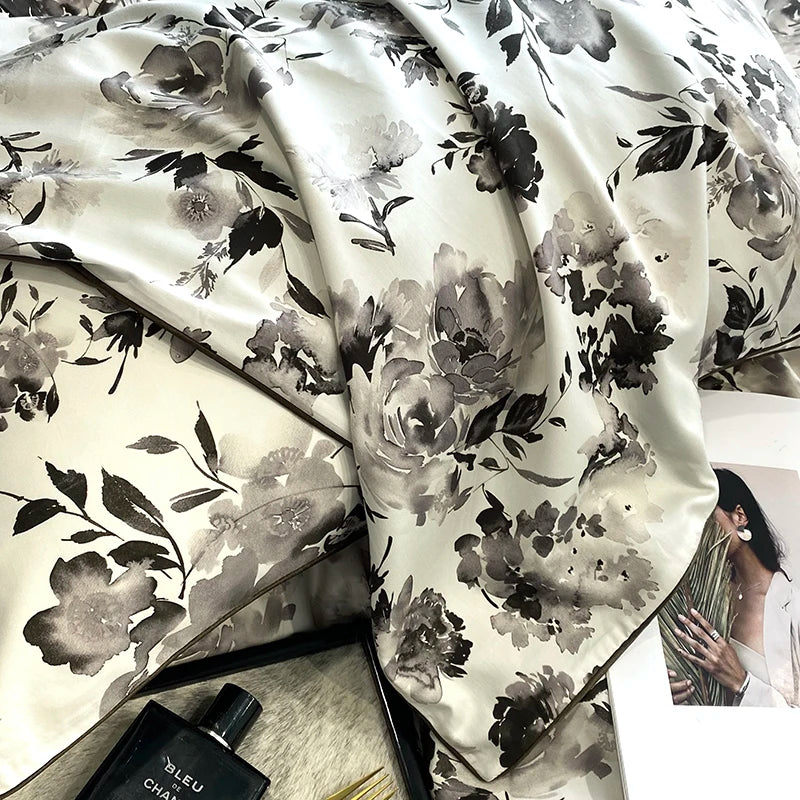 1000TC Egyptian Cotton Bedding Set, Vintage Oil Painting Style, Plant Flowers Pattern, Soft, Duvet Cover, Bed Sheet, Pillowcases